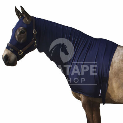 Snuggy Shiny Show Stretch Lycra Horse Hood-Navy,  ohne Ohren S/M-130 cm