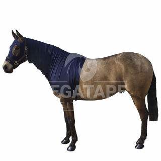 Snuggy Shiny Show Stretch Lycra Horse Hood-Navy,  ohne Ohren S/M-130 cm