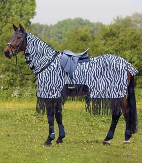 Fliegenausreitdecke Zebra mit Fransen