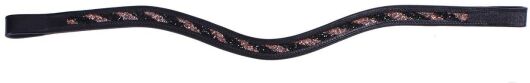 QHP Stirnband Lizzie Leder schwarz mit Strass-Steinen in 2 Farben diagonal verlaufend (Vollblut, Schwarz/Rose)